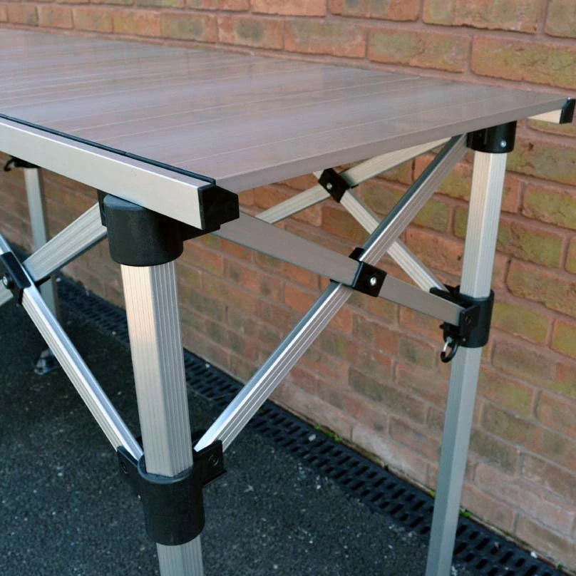 Rozkládací prodejní pult RedX® PROFI 3,8 m x 68cm, vrchní deska: HLINÍK