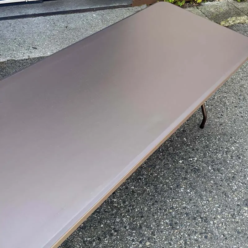 Skládací catering stůl hnědý 183x76cm, pevná deska - 2. jakost