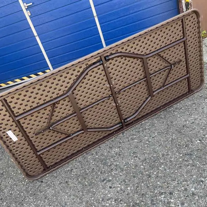 Skládací catering stůl hnědý 183x76cm, pevná deska - 2. jakost