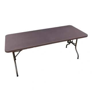 Skládací catering stůl hnědý 183x76cm, pevná deska - 2. jakost