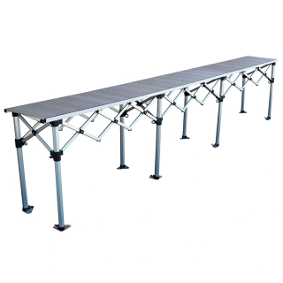 Rozkládací prodejní pult RedX® PROFI 3,8 m x 68cm, vrchní deska: HLINÍK